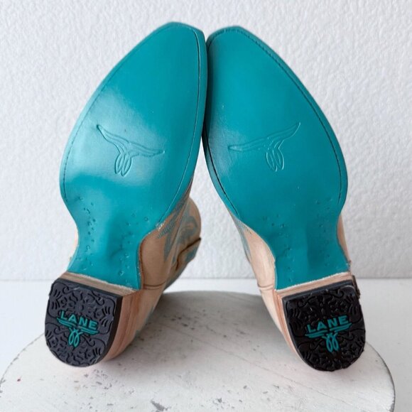 Lane LEXINGTON Womens Cowboy Bootie Sz 9 Sand and Stream Western Cowgirl Boots - Picture 10 of 13